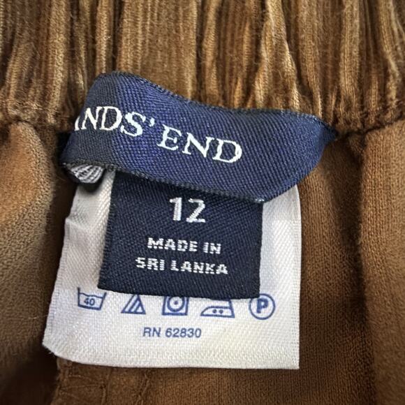 Lands' End womens size 12 brown High Rise Elastic Back Corduroy Pants Stretch - Picture 6 of 9